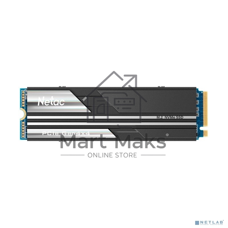Накопитель SSD Netac NV5000, 500GB, M.2 2280, PCIe 4.0 x4, NVMe, R/W 5000/2500, с радиатором