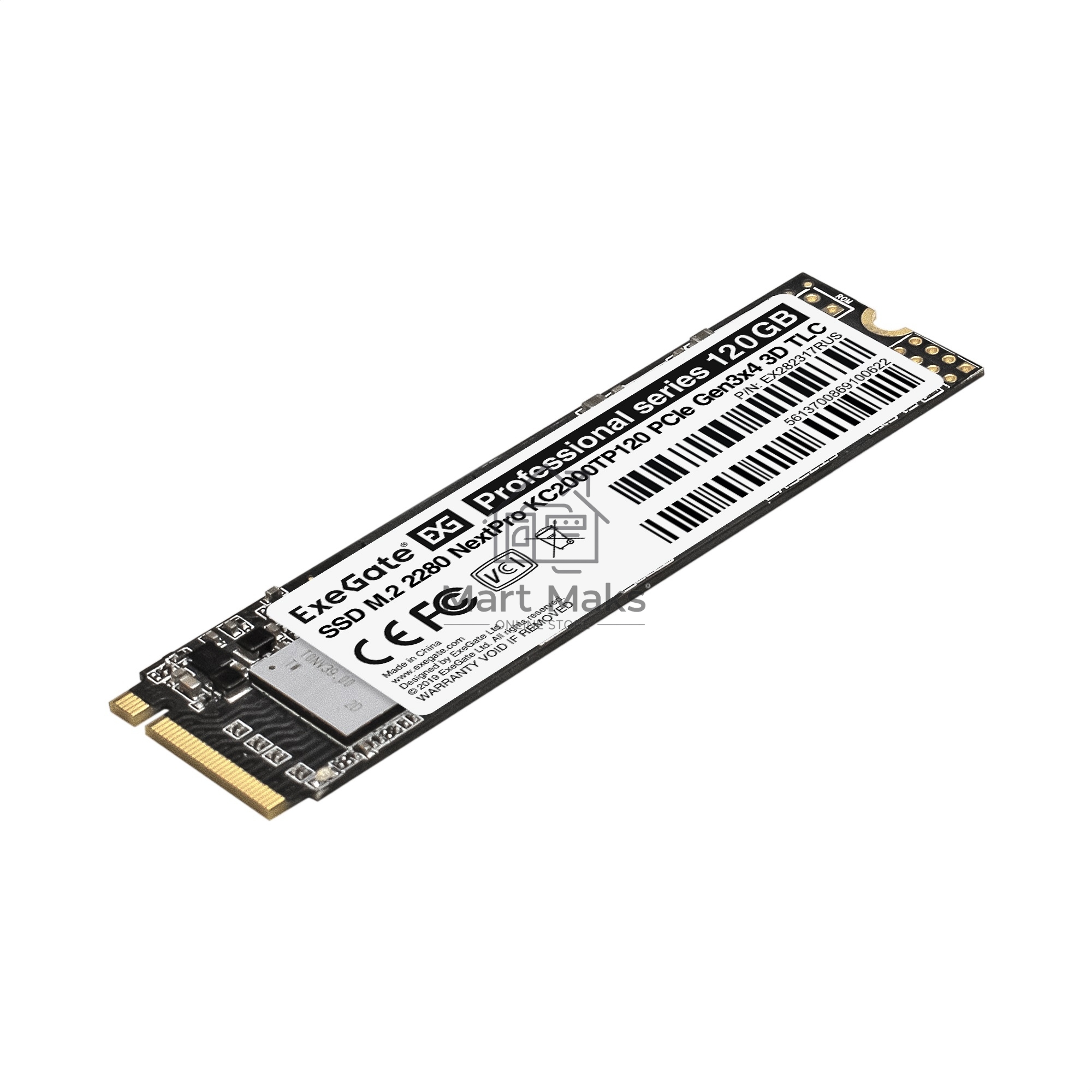 Накопитель SSD ExeGate NextPro KC2000TP120, 120Gb, M.2 2280, PCIe 3.0 x4, NVMe, R/W 1200/600