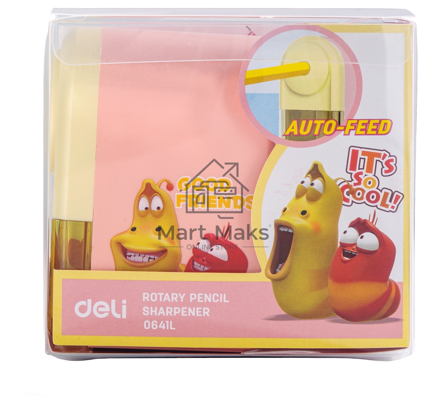 Точилка для карандашей механическая Deli E0641L Larva, 1 отверстие, пластик, ассорти