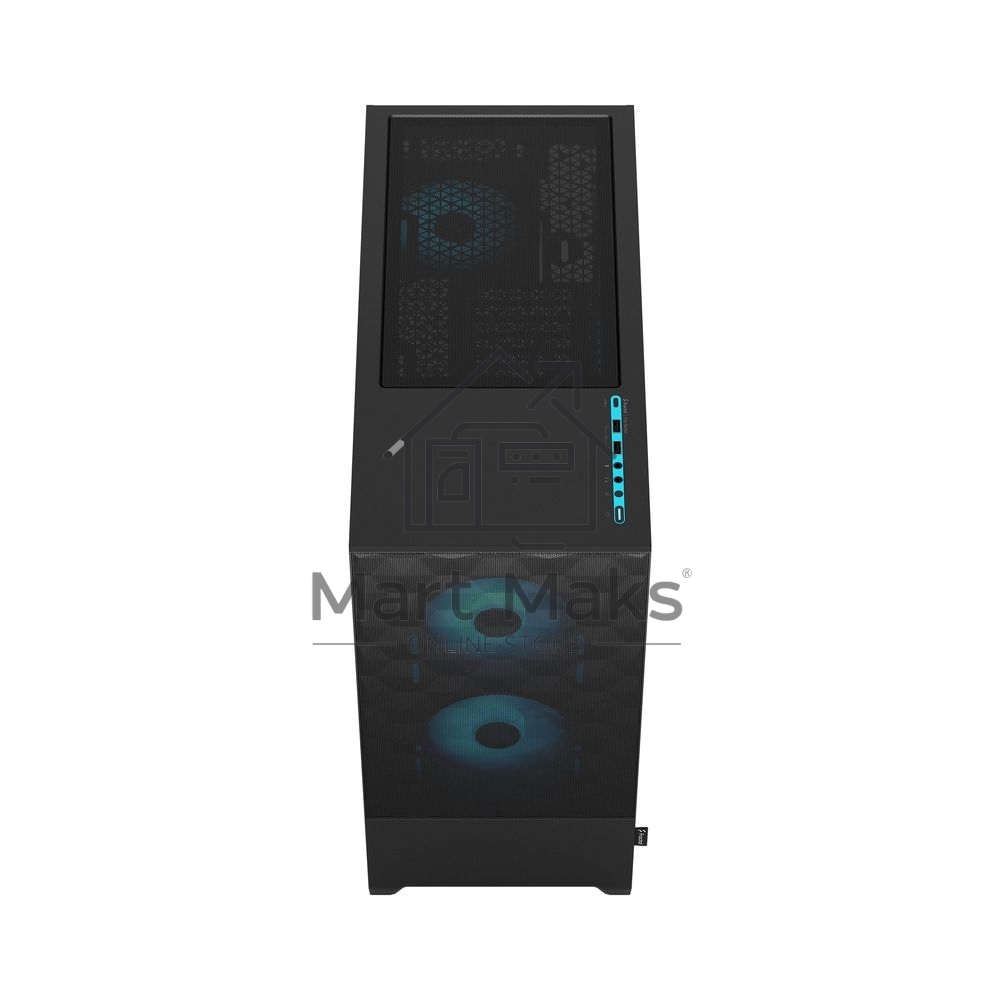 Корпус ПК без блока питания Fractal Design Pop Air RGB Cyan Core TG Clear Tint, Midi-Tower, 3x120mm RGB, 2xUSB-A 3.2 ATX, mATX, mITX черный/циан