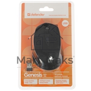 Мышь беспроводная USB OPTICAL WRL GENESIS MM-785 черный 52785 DEFENDER