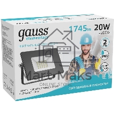 Прожектор светодиодный Gauss Elementary 20W 1745lm 4000К 200-240V IP65 черный LED