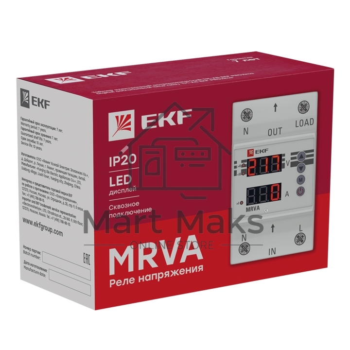 Реле напряжения и тока с дисплеем MRVA 25A EKF PROxima MRVA-25A