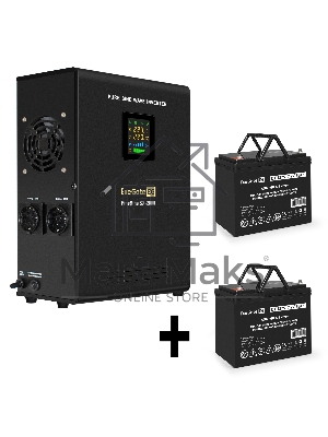 Комплект ИБП EX296001RUS + батарея 75Aч EX282983RUS 2шт (инвертор, синус, для котла, настенный) ExeGate FineSine SX-2000.LCD.AVR.2SH <2000VA/1400W, чистая синусоида, цветной LCD-дисплей, AVR, 2*Schuko, линейно-интерактивный, крепление настенное/универсаль