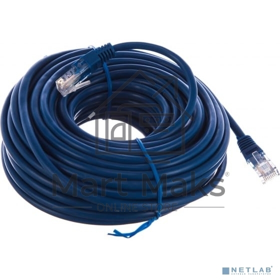 Патч-корд UTP Cablexpert PP12-15M/B кат.5e, 15м, литой, многожильный (синий)