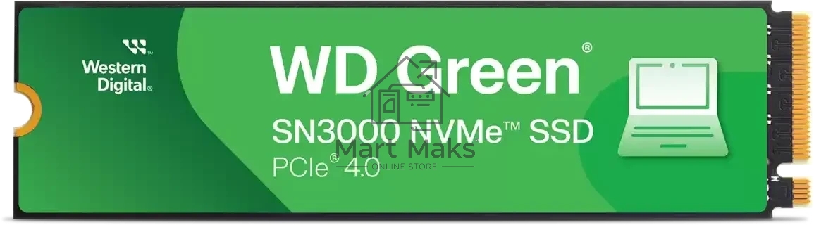 Твердотельный диск 2TB WD Green SN3000, M.2 2280, PCI-E 3x4, R/W - 5000/4200 MB/s