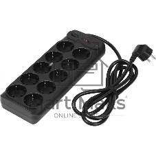 Сетевой фильтр-удлинитель PowerCom SP-10 USB2A1CB 3.0M, 10 розеток, черный, 16А, 4кВт, 204Дж, защитные шторки, защита от КЗ, перегрузки и импульсных помех, один порт USB-C(PD20W) и два USB-A(QC3.0) суммарной мощностью 15Вт, кабель 3x1.5 мм2, ШхГхВ 268х105х43 мм, вес 0.77 кг.
