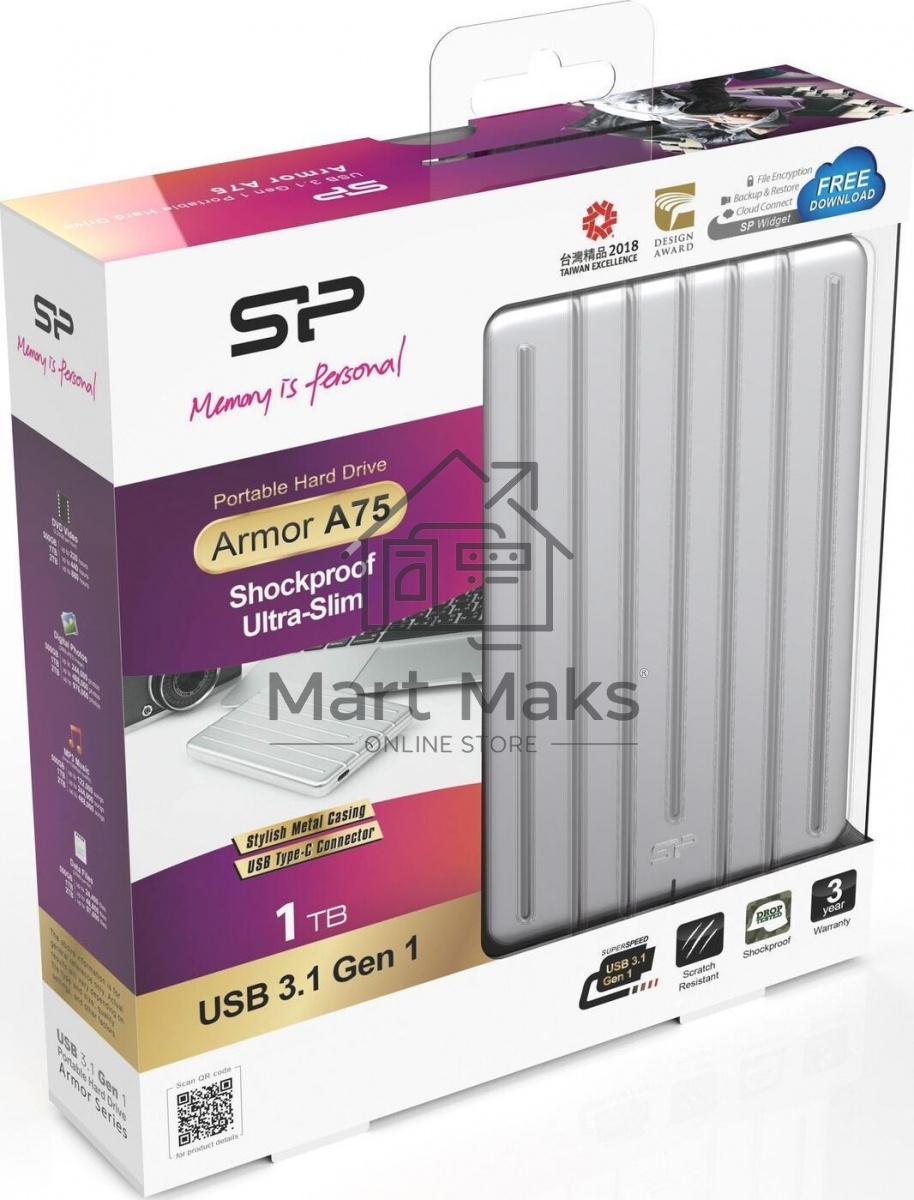 Внешний жесткий диск 1TB Silicon PowerArmor A75, 2.5