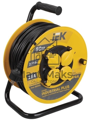 Удлинитель на катушке УК50 с т/з 4 места 2Р+PЕ/50метров 3х1,5мм2 IP44 