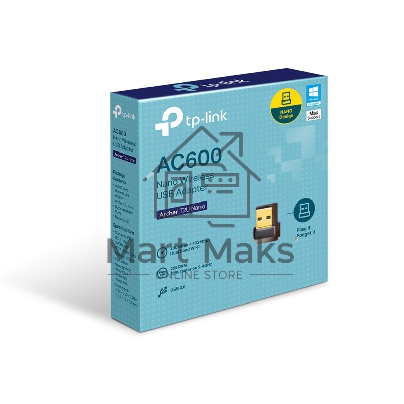 Адаптер TP-LINK Archer T2U NANO AC600 Nano Wi-Fi USB-адаптер
