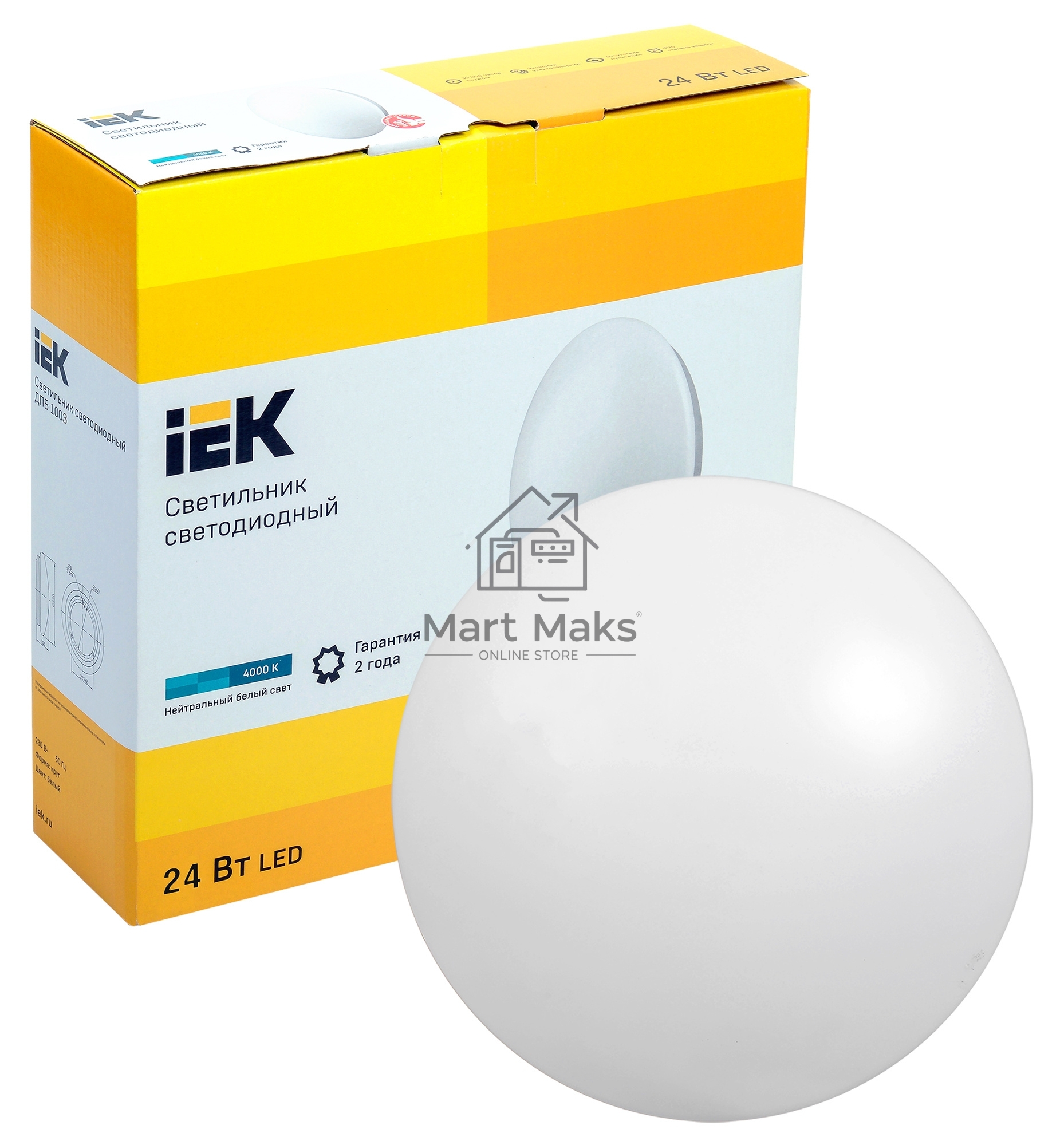 Светильник Iek LDPB0-1003-24-4000-K01 LED ДПБ 1003 24Вт IP20 4000K круг белый диаметр 380 мм, световой поток 1440 Лм