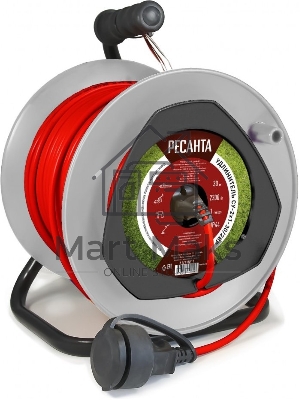 Удлинитель силовой Ресанта СУ-2х1-30/2ВР (61/118/11) 2x1.0кв.мм 4розет. 40м ПВС катушка оранжевый