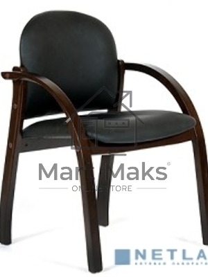 Конференц-стул Chairman 659 черный матовый (искусственная кожа/темный орех)