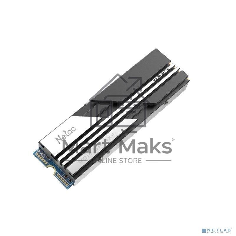 Накопитель SSD Netac NV5000, 500GB, M.2 2280, PCIe 4.0 x4, NVMe, R/W 5000/2500, с радиатором
