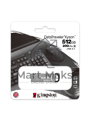 Флешка USB Kingston DataTraveler Kyson metal case silver (DTKN/512Gb), 512Gb, USB 3.0, R/W 200/60, серый
