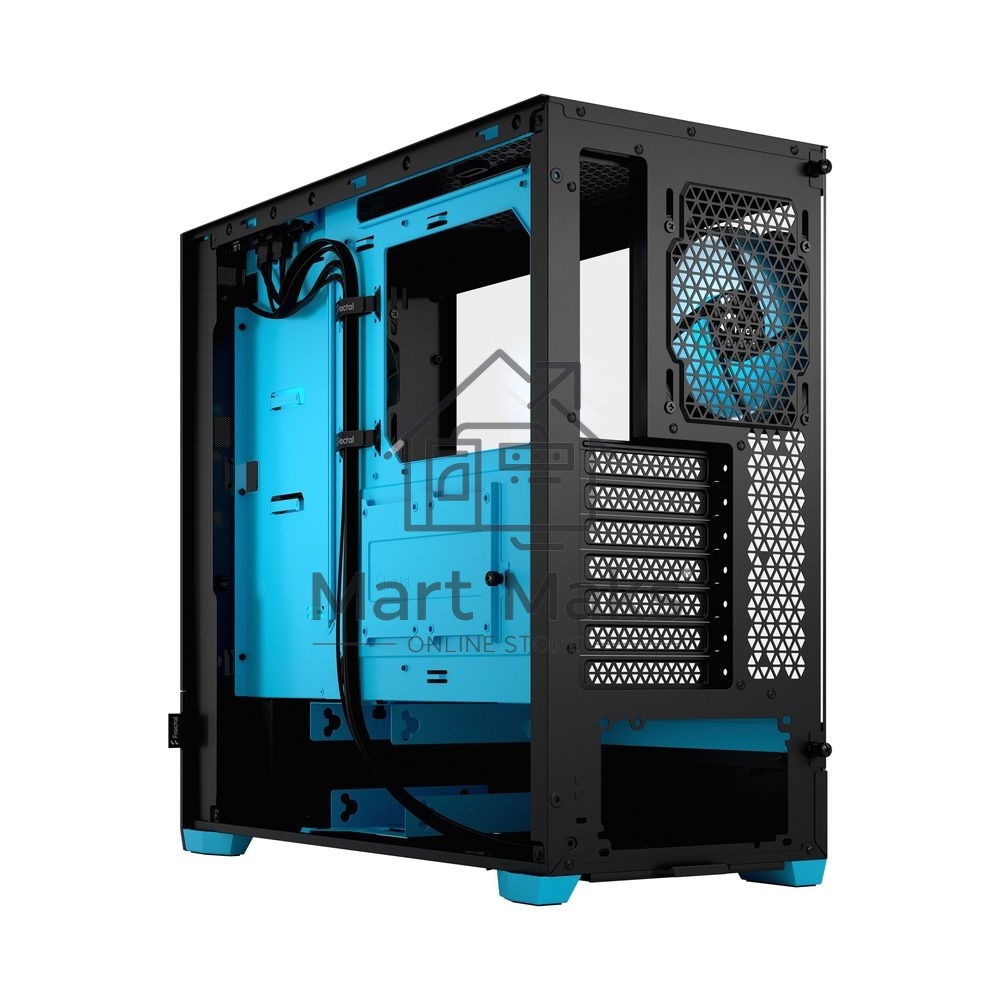 Корпус ПК без блока питания Fractal Design Pop Air RGB Cyan Core TG Clear Tint, Midi-Tower, 3x120mm RGB, 2xUSB-A 3.2 ATX, mATX, mITX черный/циан