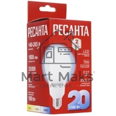 Лампа светодиодная Ресанта LL-R-A80-20W-230-6K-E27 груша