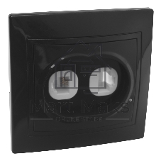 Розетка телефонная RJ11 + компьютерная RJ45 скрытой установки IP20, черная 