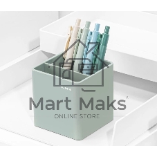 Подставка Deli NS011green Nusign 2 отделения для письменных принадлежностей, 84х84х86мм, зеленый, пластик