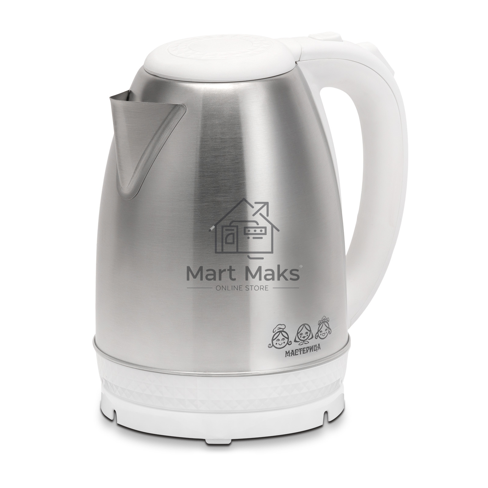 Чайник электрический Мастерица EK-1801М 1,8л, нержавейка, белый (12)