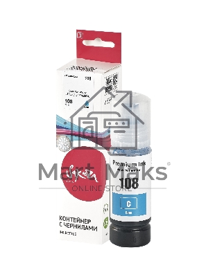 Контейнер с чернилами Sakura C13T09C24A (108 C) для Epson, голубой, 70 мл.