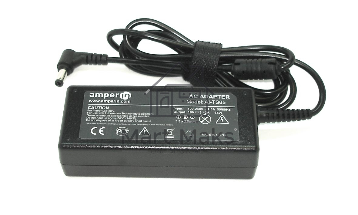 Блок питания (сетевой адаптер) Amperin AI-TS65 для ноутбуков Toshiba 19V 3.42A 5.5x2.5 мм