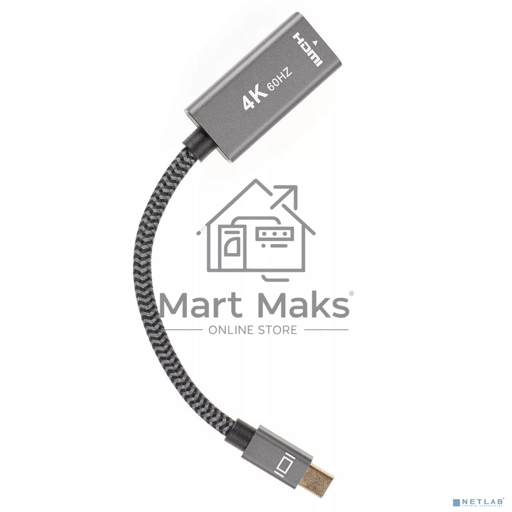 Адаптер miniDP --> HDMI-F 0.15м, оплетка, 4K@60Hz, Telecom (TA565)