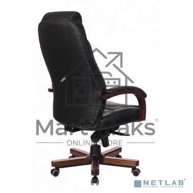 Кресло руководителя Бюрократ T-9923WALNUT/BLACK черный, кожа, крестовина дерево