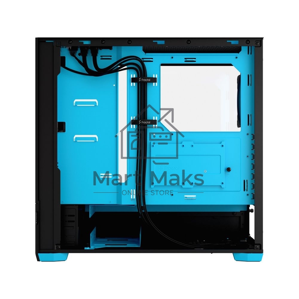 Корпус ПК без блока питания Fractal Design Pop Air RGB Cyan Core TG Clear Tint, Midi-Tower, 3x120mm RGB, 2xUSB-A 3.2 ATX, mATX, mITX черный/циан