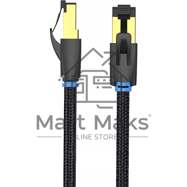 Патч-корд Vention прямой SFTP cat.8 RJ45 - 0,5м. черный Тканевая оплетка