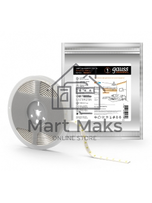 Лента светодиодная Gauss Elementary 2835 -SMD 4.8W 12V DC теплый белый IP20 (ZIP bag 5m)