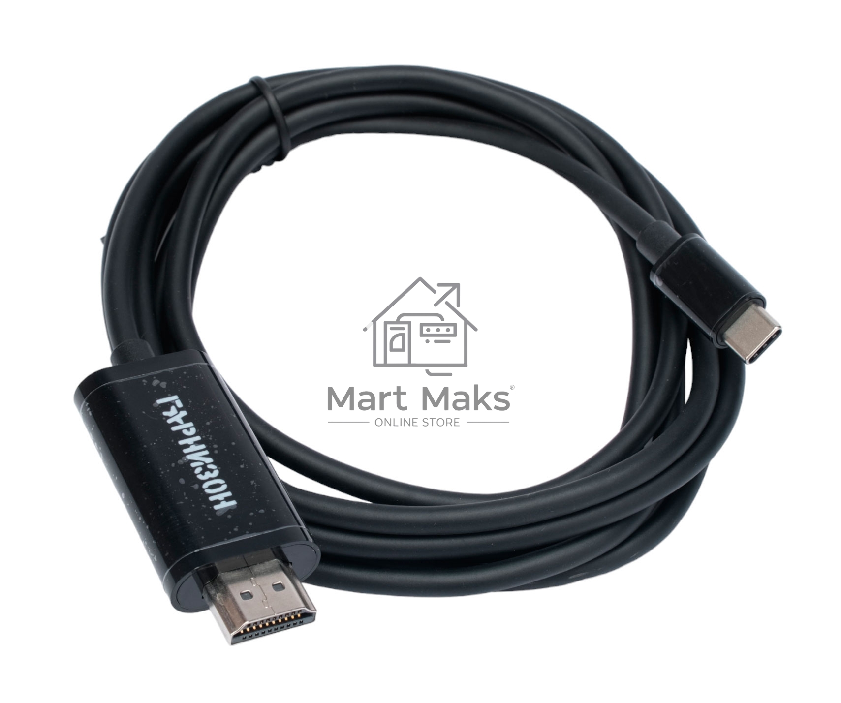 Кабель-переходник с Type-C на HDMI Гарнизон GCC-A-CM-HDMI-1.8M, v1.4, 1.8м, черн, пакет