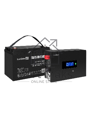 Комплект Источник бесперебойного питания EX295993RUS + батарея 100Aч EX282985RUS 1шт (инвертор, синус, для котла, PF=1, настенный) ExeGate IdealSine SR-1000.LCD.2SH  <1000VA/1000W, чистая синусоида, цветной LCD-дисплей, 2*Schuko, крепление настенное, черн