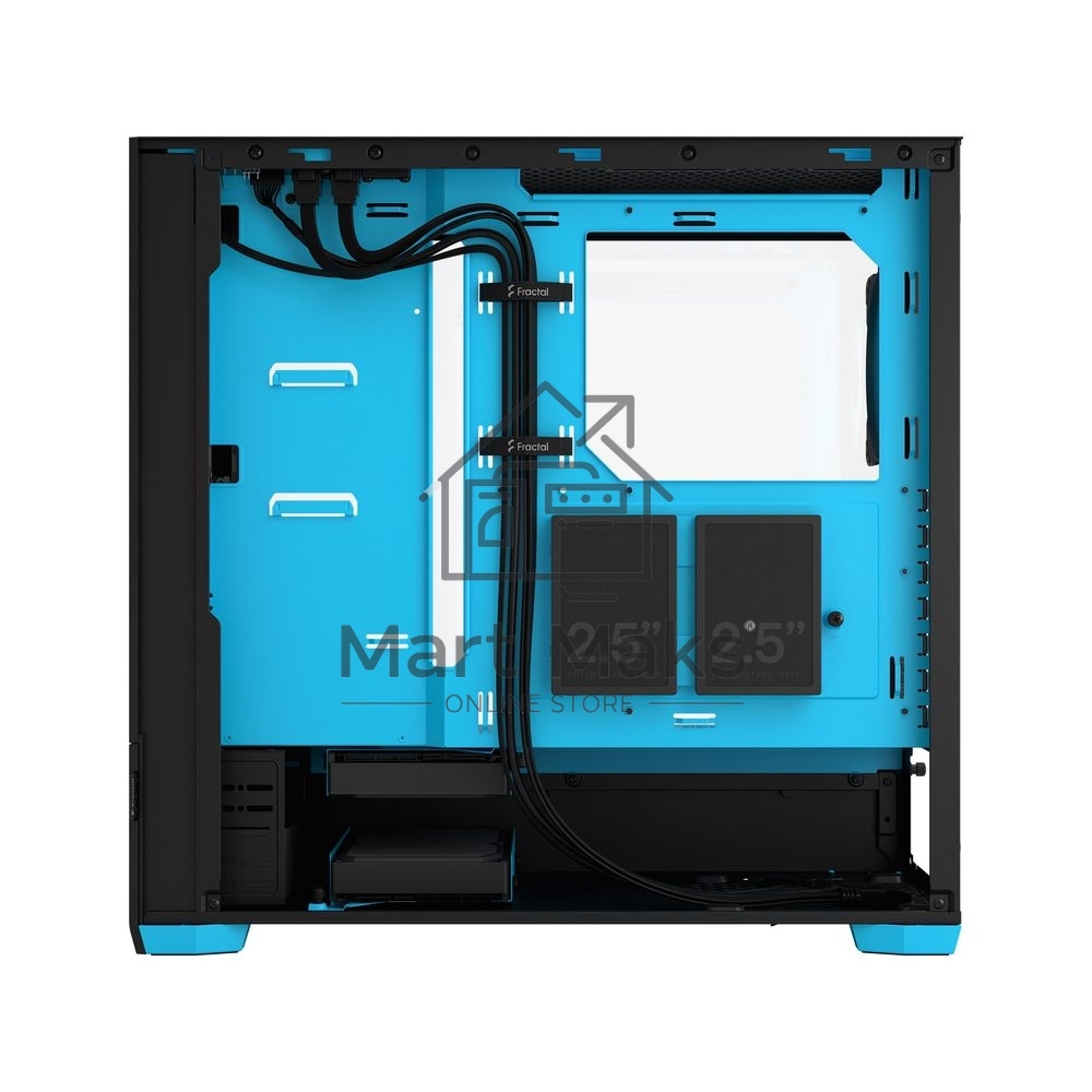 Корпус ПК без блока питания Fractal Design Pop Air RGB Cyan Core TG Clear Tint, Midi-Tower, 3x120mm RGB, 2xUSB-A 3.2 ATX, mATX, mITX черный/циан