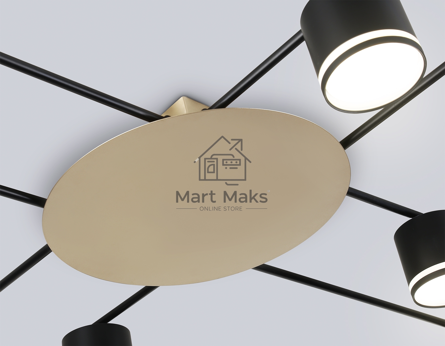 Потолочный светильник Ambrella light FL51760/8 BK/GD черный/золото GX53/8 max 12W 870*870*95