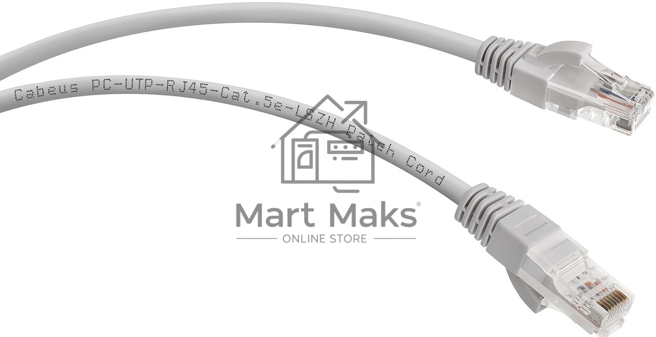 Патч-корд Cabeus PC-UTP-RJ45-Cat.5e-20m-LSZH кат. 5е, неэкр., U/UTP, RJ45/RJ45, LSZH, AWG24 20м, серый
