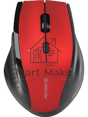 Мышь беспроводная Defender Accura MM-365 красный, 1600 dpi, радиоканал, USB, кнопки - 6