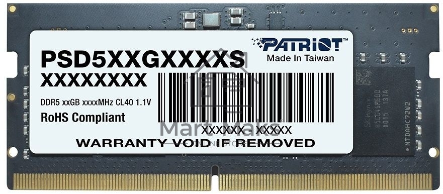 Оперативная память Patriot, DDR5, 16GB (1x16 GB), 4800 MHz, CL40, SO-DIMM