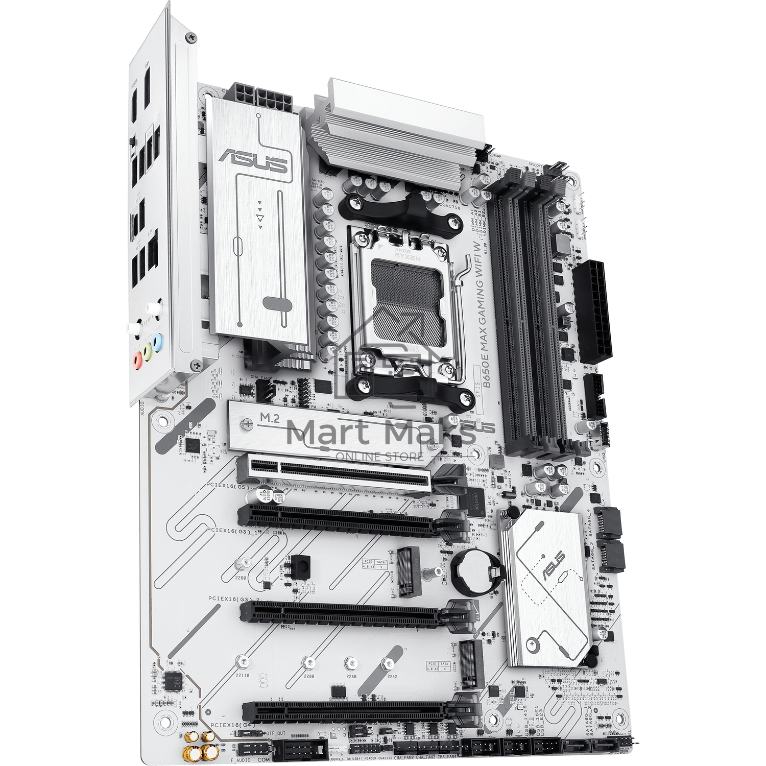 Материнская плата ASUS B650E MAX GAMING WIFI W, AM5, AMD B650, 4xDDR5, 4xSATA, 3xM.2, 1xPCIe 5.0 x16, 1xPCIe 4.0 x4, 2xPCIe 3.0 x1, 1xDP, 1xHDMI, 1x2.5Gb LAN, Wi-Fi 6E, Bluetooth 5.3, 1xUSB-C 10Gbps, 3xUSB-A 10Gbps, 2xUSB-A 5Gbps, 2xUSB-A 2.0, 3x3.5 мм, 7