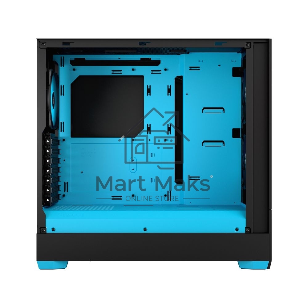 Корпус ПК без блока питания Fractal Design Pop Air RGB Cyan Core TG Clear Tint, Midi-Tower, 3x120mm RGB, 2xUSB-A 3.2 ATX, mATX, mITX черный/циан