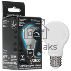Лампа светодиодная Gauss Filament A60 E27 10Вт 4100К OPAL диммир