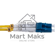 Комм. шнур оптический Cabeus Tight Buffer, Duplex LC/FC, OS2 9/125, LSZH, 5м, Ø 3мм, чёрный хвостовик, цвет: жёлтый