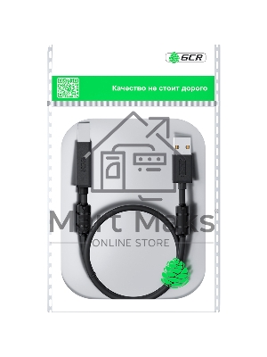Кабель GCR PROF 2.0m USB 2.0, AM/BM, черный, ферритовые кольца, 28/24 AWG, экран, армированный, морозостойкий, GCR-52423