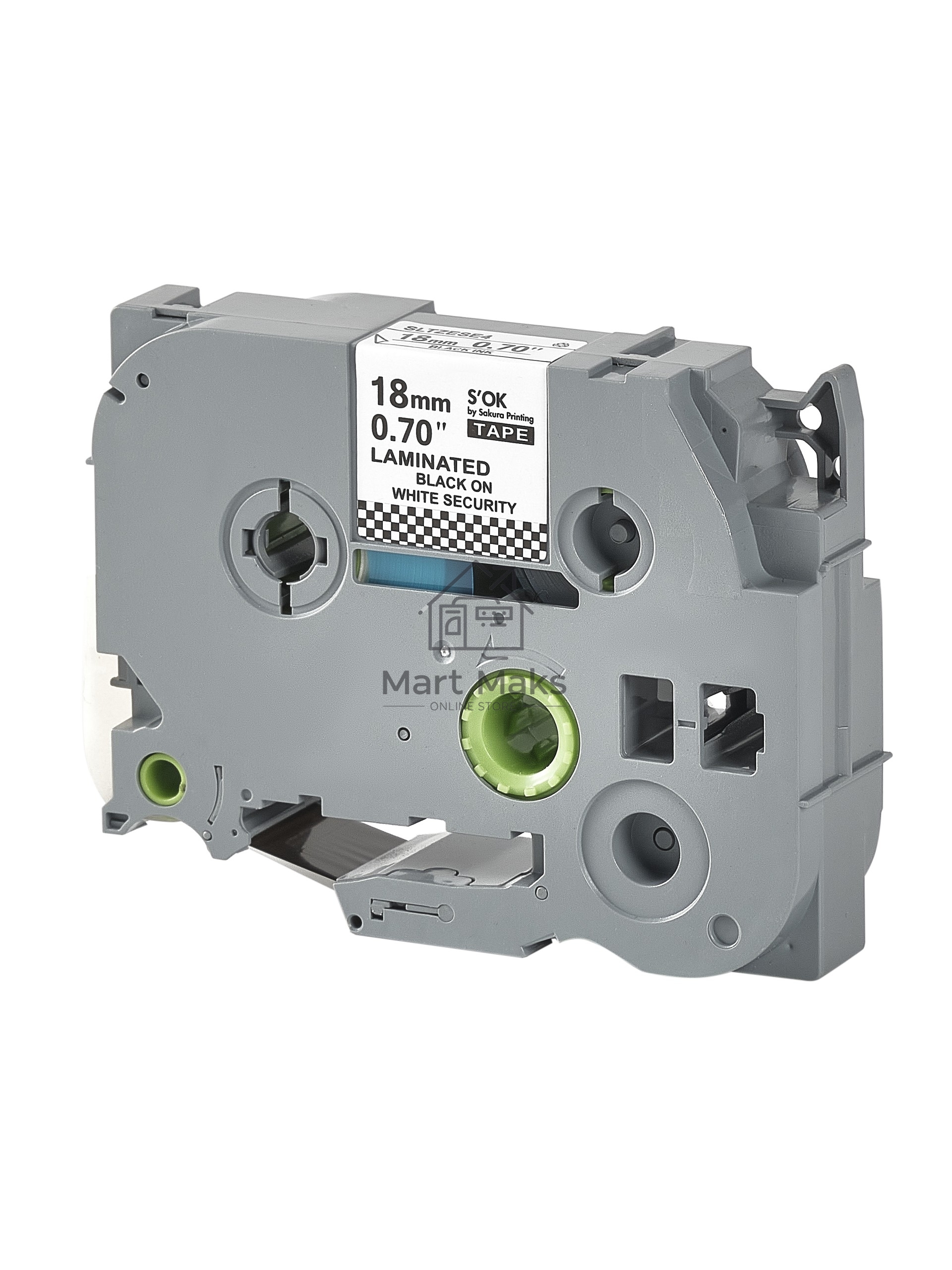 Кассета с лентой S'OK by Sakura Printing TZESE4 для Brother, черный на белом, 18мм/8м, наклейка