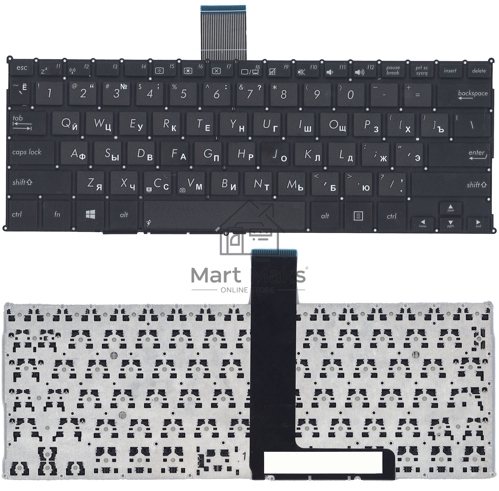 Клавиатура для ноутбука Asus F200CA F200LA F200MA X200 черная, без рамки, плоский Enter