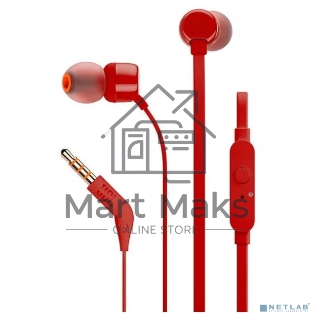 Наушники-гарнитура JBL T110 красный