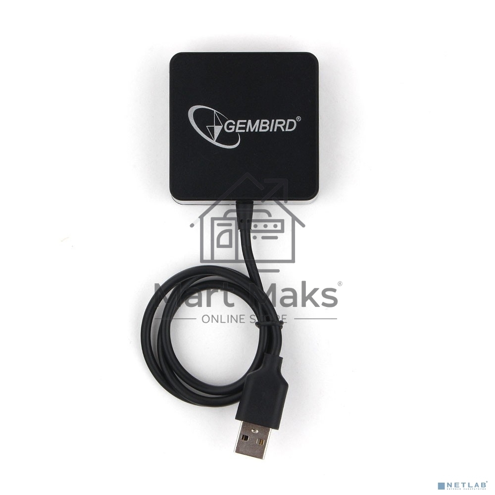 Концентратор USB 2.0 Gembird UHB-242, 4 порта, блистер, черный