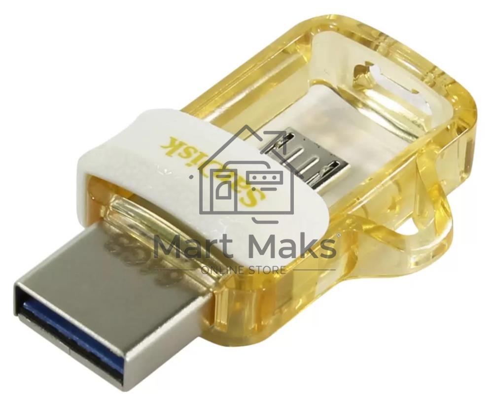 Флешка USB R/W R/W 64GB SanDisk Ultra Android Dual Drive OTG, m3.0/USB 3.0, White-Gold