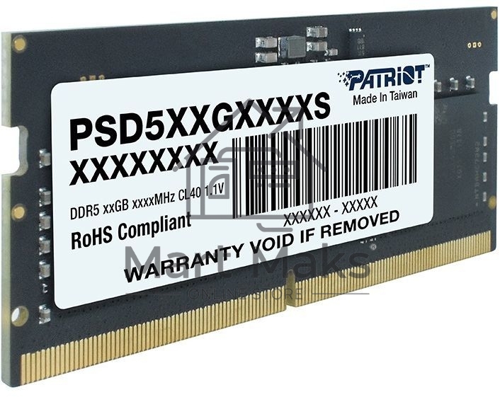 Оперативная память Patriot, DDR5, 16GB (1x16 GB), 4800 MHz, CL40, SO-DIMM
