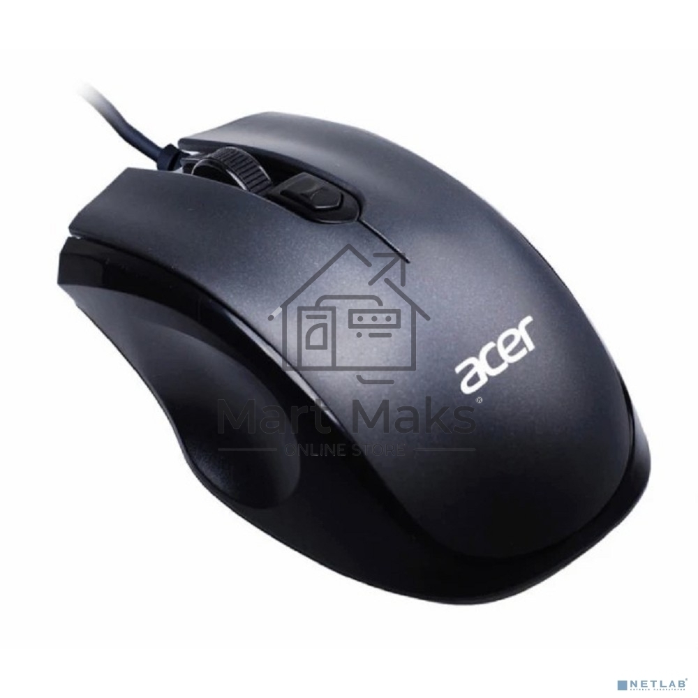 Мышь проводная Acer OMW020 черный, 1600 dpi, USB, кнопки - 4
